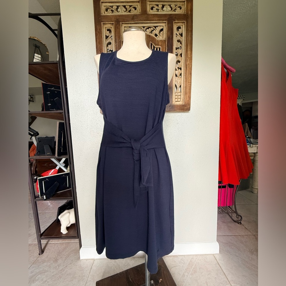 Nautica Navy Sleeveless Tie-Waist Midi Dress XL